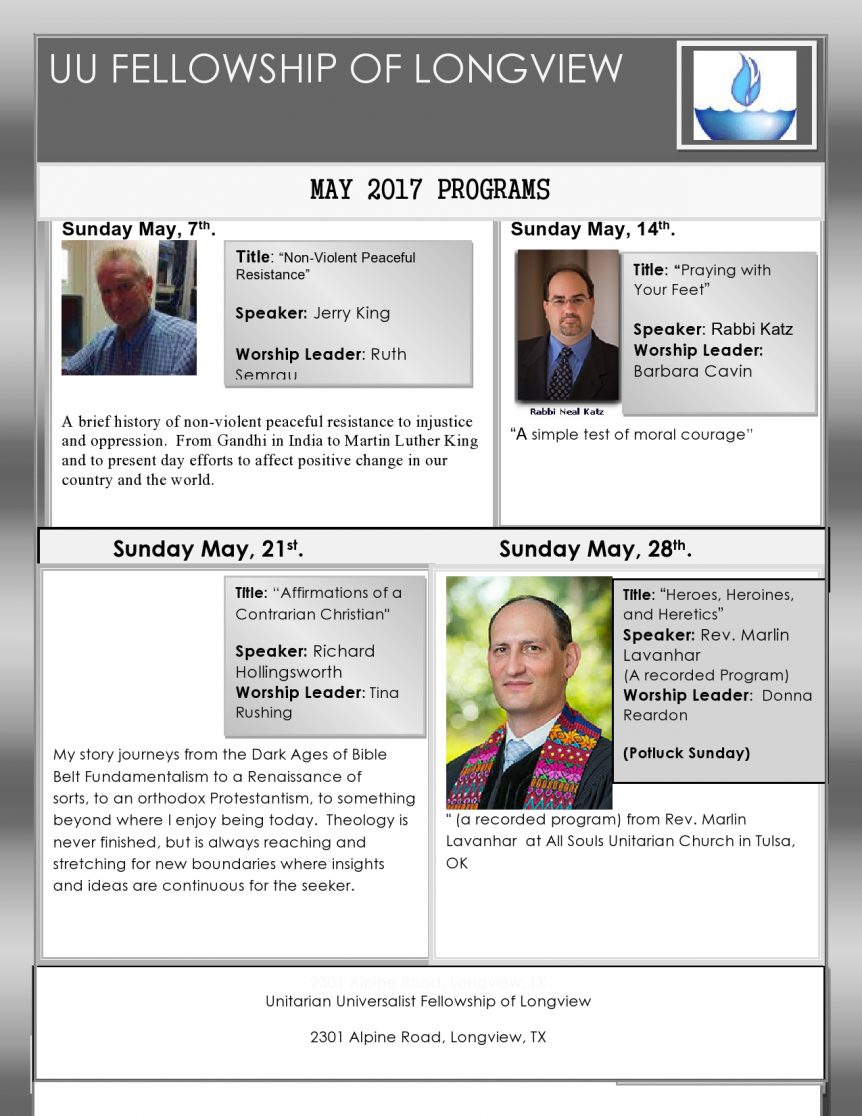 May 2017 speakers