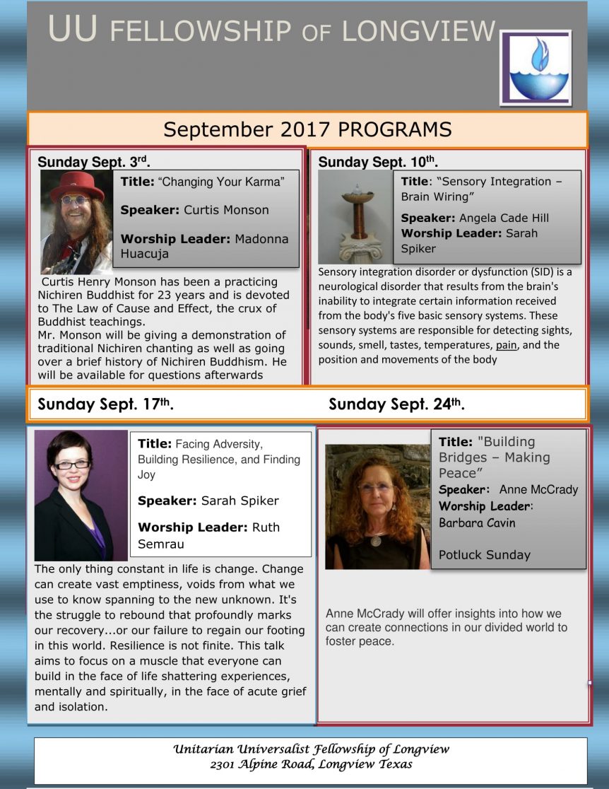 Sept 2017 Speakers