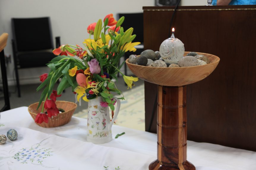 Unitarian Lamp and Flowers
